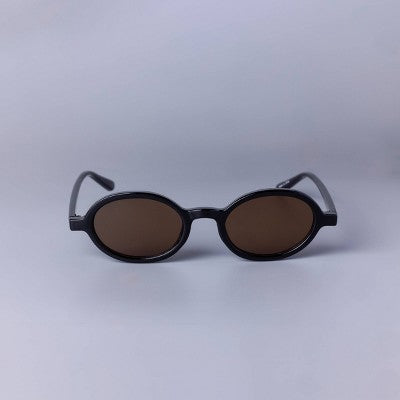 Women's Rounded Oval Sunglasses - Wild Fable Black: UV Protection, Impact-Resistant, Recycled Plastic Frame