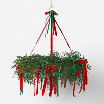 Hanging Ribbon Christmas Wreath - Threshold (LOCAL PICKUP ONLY)