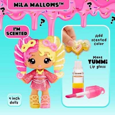 Yummiland Lip Gloss Doll: Mystery Color Change - Mila Mallows Includes DIY Lip Gloss + Removable Keychain