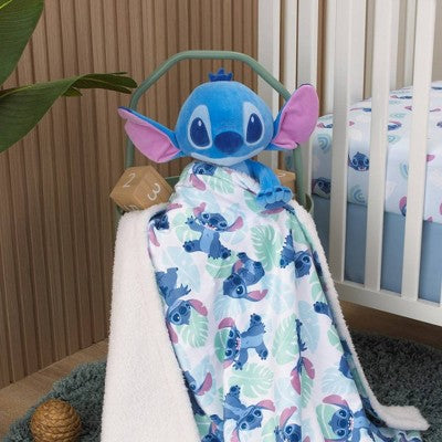 Disney 16" Stitch Stuffed Plush: Baby Blanket, Solid Pattern