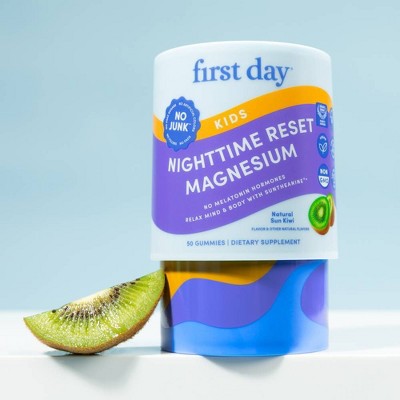 First Day Kids' Nighttime Reset Magnesium Gummies for Relaxed Mind and Body - Sun Kiwi - 50ct