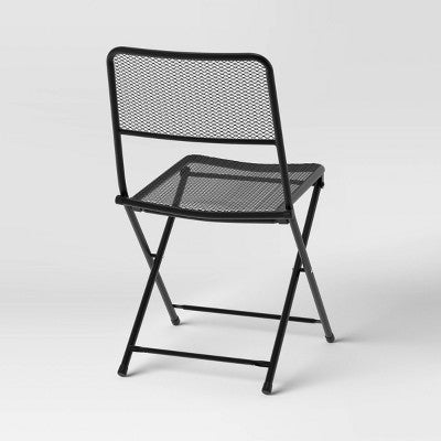 1pc Metal Mesh Outdoor Portable Patio Folding Chair Black - Room Essentials (LOCAL PICKUP ONLY)