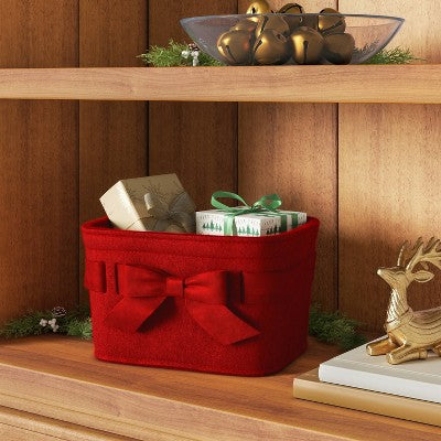 Felt Bow Decorative Basket Red - Threshold