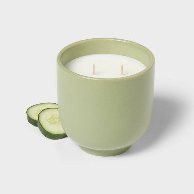 2-Wick Ceramic Jar Candle Cucumber Chill 13.5oz - Room Essentials