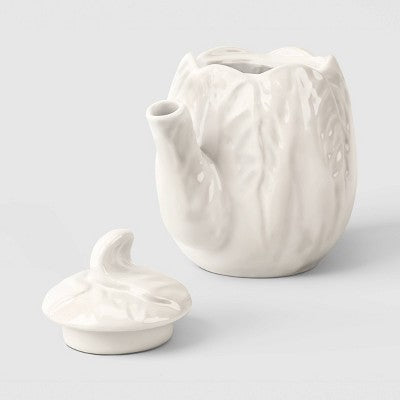 34 fl oz Stoneware Radicchio Teapot White - Threshold