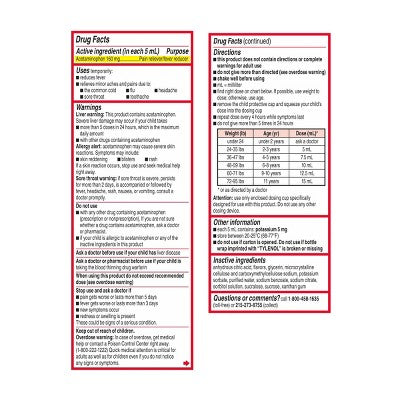 Tylenol Children's Pain + Fever Ages 2 - 11 Years - Apple Flavor Dye-Free Acetaminophen Liquid Suspension- 4 fl oz
