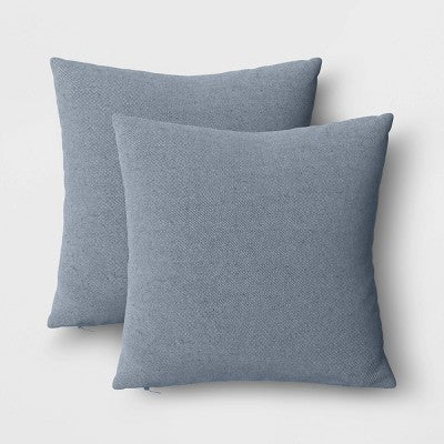 2pk Reversible Woven Cotton/Polyester Square Throw Pillow Covers Navy - Room Essentials: Jacquard Design, Indoor Use, Zipper Closure