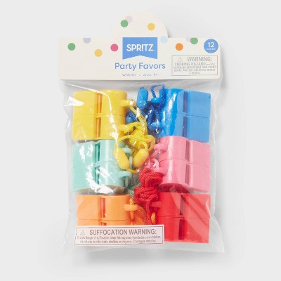 12ct Party Favor Whistles - Spritz: Multicolor Kids' Goodies Bag Toys for All Occasions, Fairy & Princess Themes