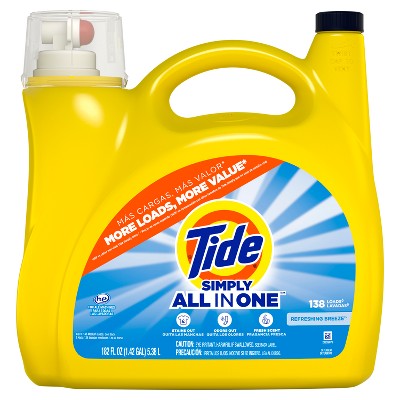 Tide Simply Liquid Laundry Detergent - Refreshing Breeze - 182oz
