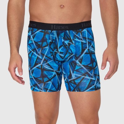 Hanes Originals Premium Super Stretch Boxer Briefs 3pk - Blue/Black S: Tagless, Moisture Wicking, Quick Drying