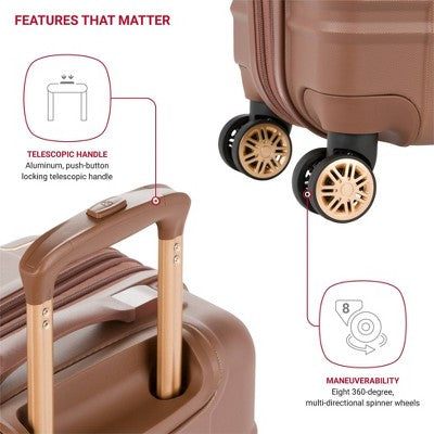SWISSGEAR Cascade II Hardside Carry On Spinner Suitcase - Maple: 8-Wheel Solid Design