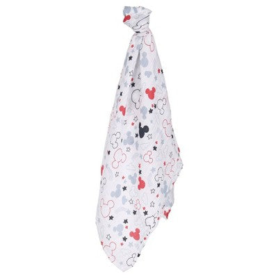 Lambs & Ivy Mickey Mouse Swaddle Blanket & Plush Infant Gift Set - 2pk: Cotton, 44" x 44", Animals Pattern