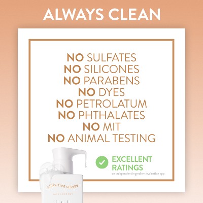 Native Sensitive Series Hypoallergenic Fragrance 24-Hour Hydrating Body Wash - Bare Coconut - 18 fl oz: Paraben-Free, Sulfate-Free