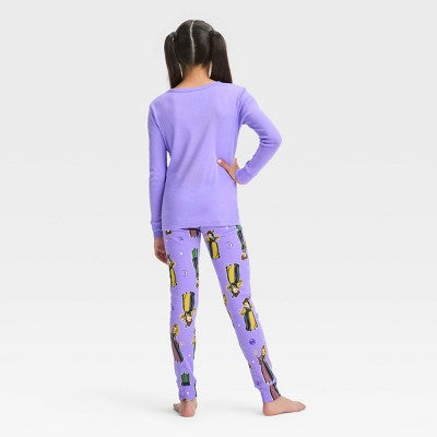 Girls' Hocus Pocus Halloween 2pc Long Sleeve Pajama Set - Purple 4