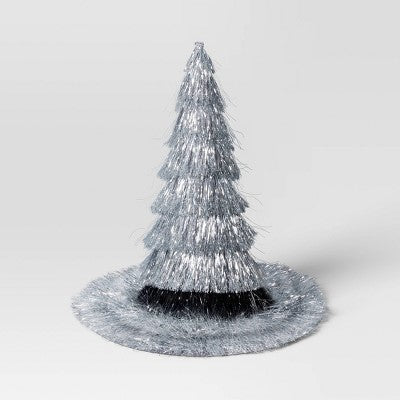 14" Witch Hat Tabletop Halloween Decorative Prop Silver Tinsel - Hyde and EEK! Boutique