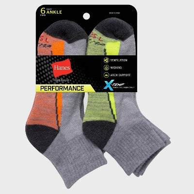 Hanes Moves Premium Boys' 6pk Ankle Socks - Colors May Vary M