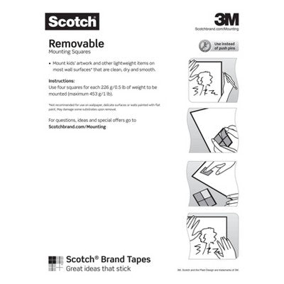 Scotch 36ct Removable Mounting Adhesives Squares