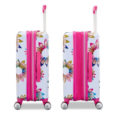 Sarah Jessica Parker Hardside Expandable Carry On Spinner Suitcase - White Shoe Wheel