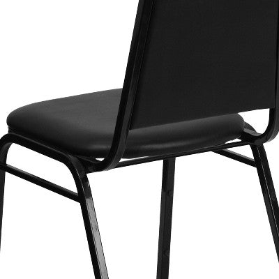 Flash Furniture HERCULES Series Trapezoidal Back Stacking Banquet Chair in Black Vinyl - Black Frame (LOCAL PICKUP ONLY)