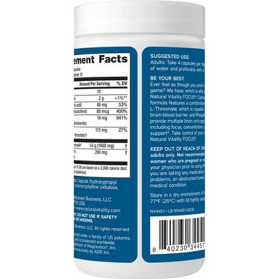 Natural Calm Vitality Focus Vitamin Capsules - 60ct