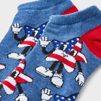 Women's American Flag Stars Low Cut Socks - Denim Heather 4-10: Recycled Polyester Knit, Banded Cuff