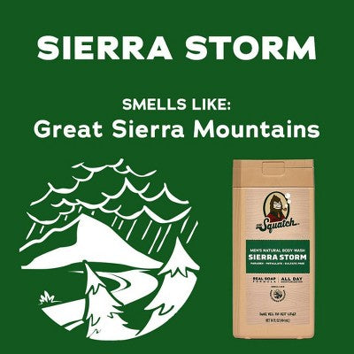 DR. SQUATCH Men's Rapids Non-Exfoliating Body Wash - Sierra Storm - 14 fl oz: Basic Cleansing, Whole Body, Gel, Normal Skin