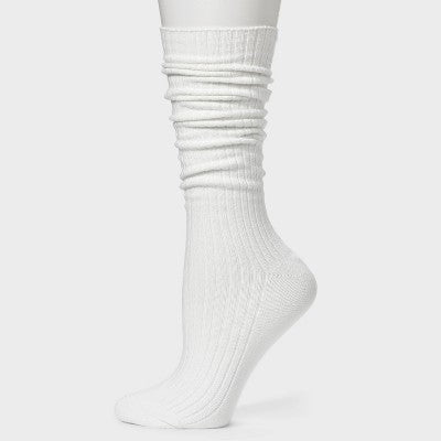 Women's Ribbed Supersoft Slouch Crew Boot Socks - Universal Thread Ivory 4-10