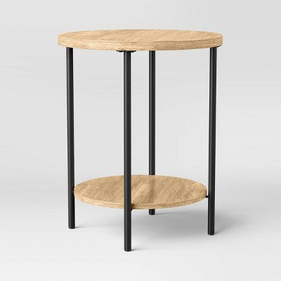 Wood and Metal Small Round Side Table Natural Finish - Room Essentials (LOCAL PICKUP ONLY)