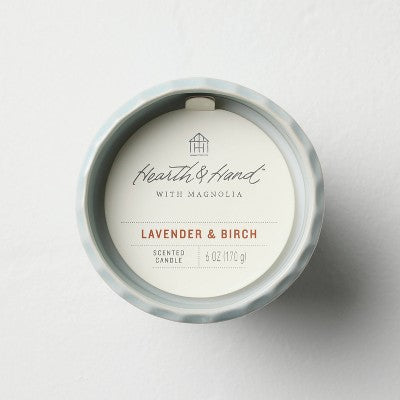 Ceramic Lavender and Birch Jar Candle Blue 6oz - Hearth & Hand with Magnolia