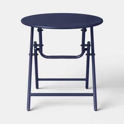 Metal Round Open Weave Accent Patio End Table Navy - Threshold (LOCAL PICKUP ONLY)