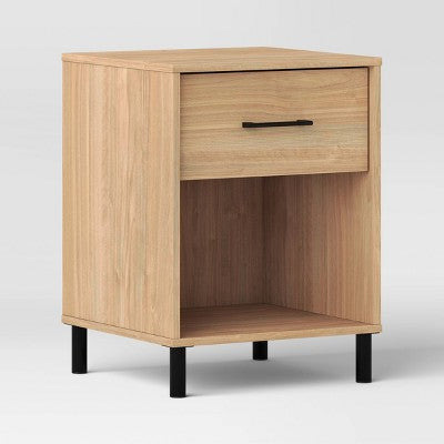 Mixed Materials Wood and Metal Nightstand Natural Wood - Room Essentials (LOCAL PICKUP ONLY)