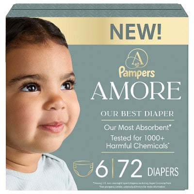 Amore by Pampers Diapers Enormous Pack - Size 6 - 72ct: Diaper Weight Range 22-37 lbs, Disposable