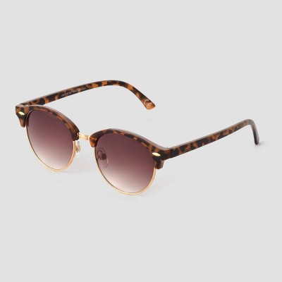 Women's Tortoise Shell Print Round Retro Metal Sunglasses - Universal Thread Gold