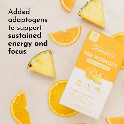 Just Ingredients Pre-Workout Sports Drink Powder Packet - Orange Pineapple - 5.8oz/10ct