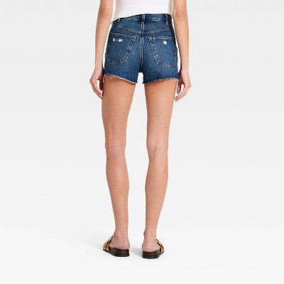 Women's High-Rise Cut-Off Jean Shorts - Medium Wash 12