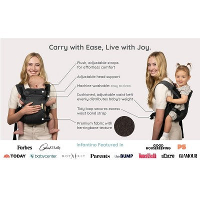Infantino Flip Luxe 4-in-1 Convertible Baby Carrier - 0-42 Months - Onyx