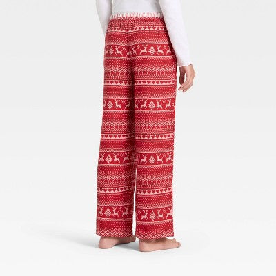 Girls' Holiday Double Waistband Pajama Pants - art class Red XXL