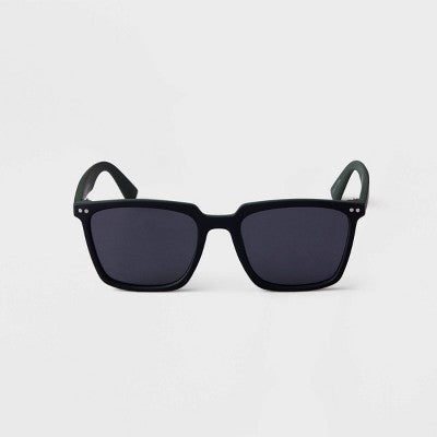 Men's Two-Tone Angular Surf Sunglasses - Goodfellow & Co Black: UV Protection, Recycled Plastic Frame