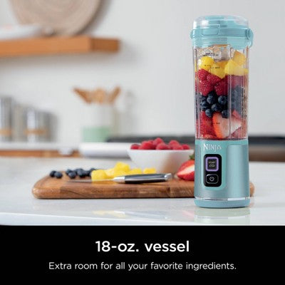 Ninja Blast 18oz Portable Blender Tinted Aqua BC151AQ: 1-Speed, Dishwasher-Safe, Plastic & Stainless Steel, 1.75 lbs