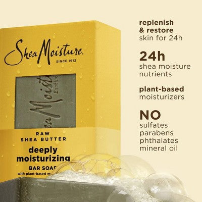 SheaMoisture Bar Soap Deeply Moisturizing - Raw Shea Butter - 8oz: Paraben & Sulfate-Free, Whole Body Cleansing