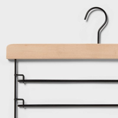 2pk 5 Tier Pant Hangers - Brightroom: Multicolored Hardwood & Steel, Adult Clothes Hangers, 1 Year Warranty