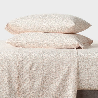 Queen Microfiber Sheet Set Orange Dusk Ditsy Floral - Room Essentials: Polyester, Botanical Pattern, 4-Piece Set
