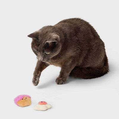 Cookie and Cupcake Dessert Pastry Cat Plush Toy Set - 2pc - Boots & Barkley: Catnip Inside, Pounce Plush