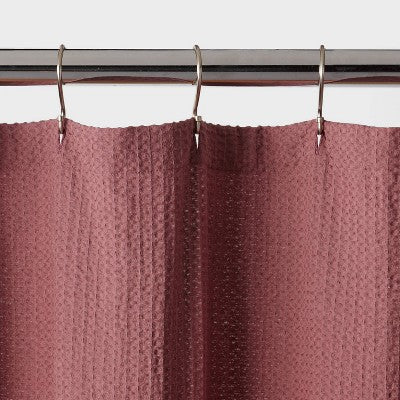 Waffle Weave Shower Curtain Dark Mauve - Threshold