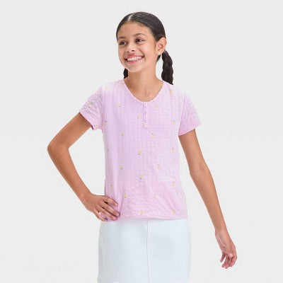Girls' Pointelle 'Lemons' T-Shirt - Cat & Jack Light Purple XS
