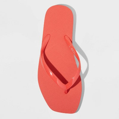 Womens Square Thong Flip Flop Sandals Shade&Shore Palmer Red 8
