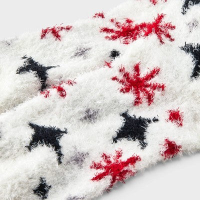 Women's Stars Cozy Crew Socks - Auden Ivory/Red/Black 4-10