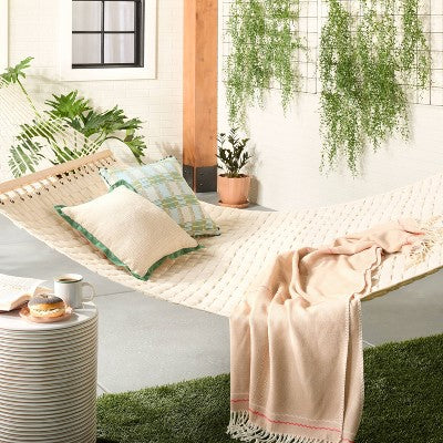Fringed Stripe Throw Blanket Blush - Hearth & Hand with Magnolia