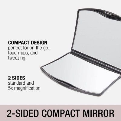 Conair Compact 2-Sided Makeup Mirror - 1x/5x Magnification - Black