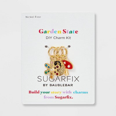 SUGARFIX by BaubleBar Garden State Charm Necklace Set 3pc - Red/Black/Gold: Lobster Claw Clasp, Zinc Material